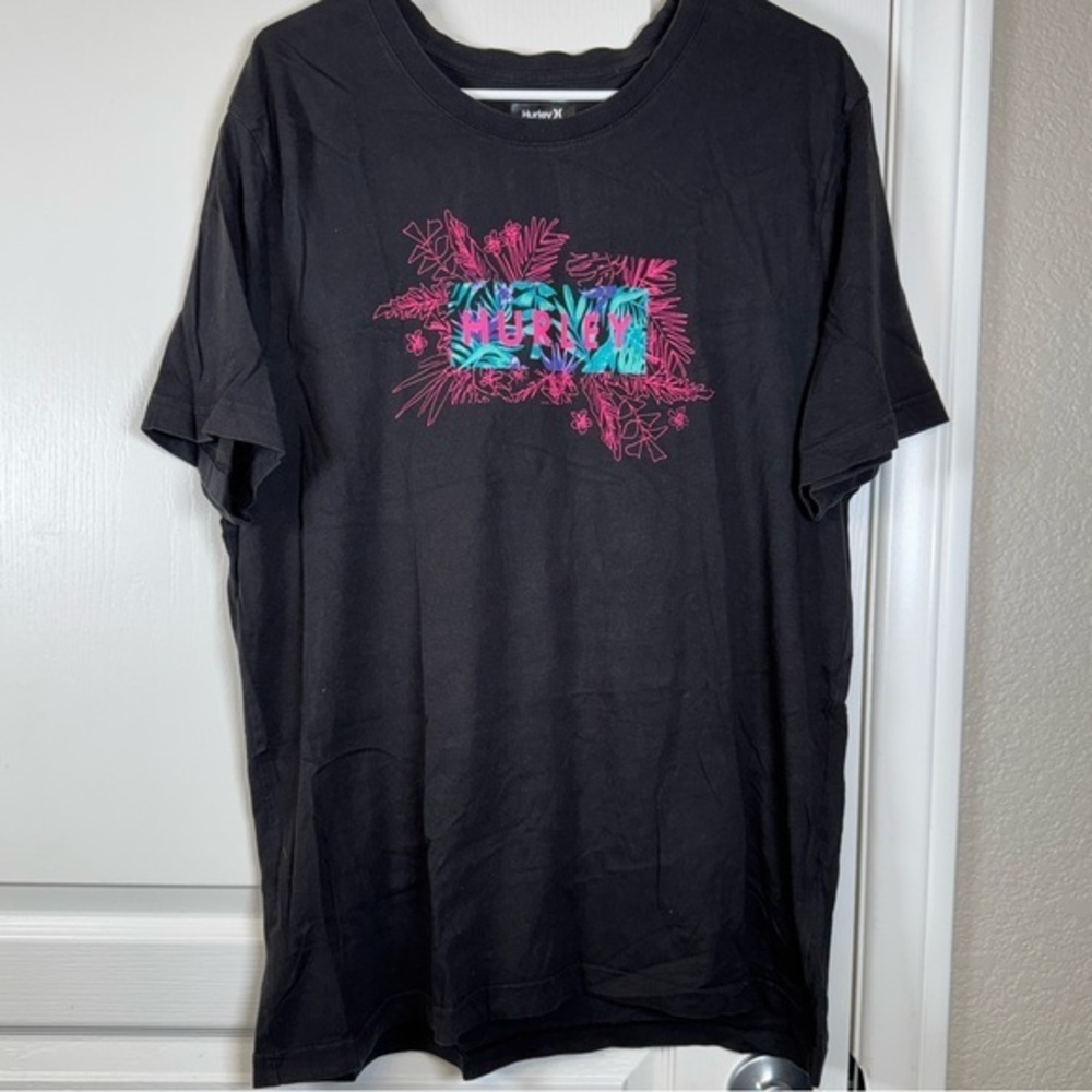 Hurley Black Graphic Tropical Shirt Size XL EUC #5850